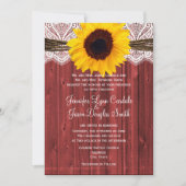 ヒマワリ素朴ーレッドバーンウッド結婚式招待 招待状 (正面)