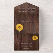 ヒマワリ素朴ー木材秋フローラ水彩 オールインワン招待状 (外側)