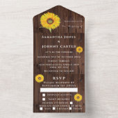 ヒマワリ素朴ー木材秋フローラ水彩 オールインワン招待状 (内側)