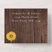 ヒマワリ素朴ー木材秋フローラ水彩 オールインワン招待状 (裏面)