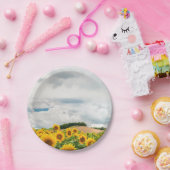 ヒマワリ素朴ー結婚イエロープレート ペーパープレート (パーティー)