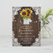 ヒマワリ素朴ー・ウッド・メイソン結婚・ジャー 招待状 (スタンド正面)