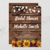 ヒマワリ素朴秋ブライダルシャワー招待状 招待状 (正面/裏面)