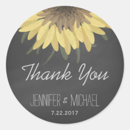 ヒマワリ素朴結婚の黒板 ラウンドシール