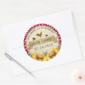 ヒマワリ素朴結婚ズラベル ラウンドシール (封筒)