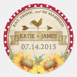 ヒマワリ素朴結婚ズラベル ラウンドシール
