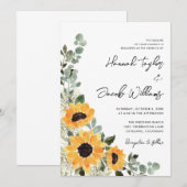 ヒマワリ素朴結婚ユーカリ 招待状 (正面/裏面)