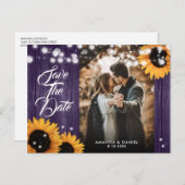 ヒマワリ紫結婚の木の写真の保存日 案内ポストカード (正面/裏面)