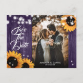 ヒマワリ紫結婚の木の写真の保存日 案内ポストカード (正面)