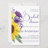 ヒマワリ紫色の山水色 招待状 (正面)