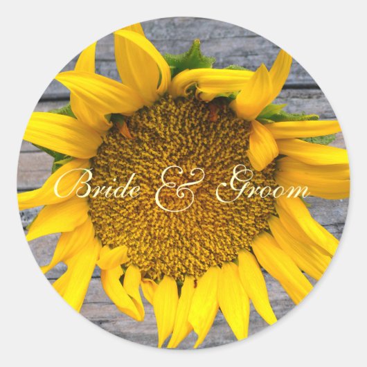 ヒマワリ結婚のポスト木材1 ラウンドシール (正面)