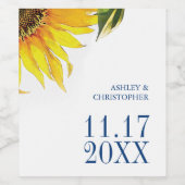 ヒマワリ結婚のワインラベルパーソナライズされた ワインラベル (シングルラベル)