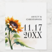 ヒマワリ結婚のワインラベルヴィンテージ ワインラベル (シングルラベル)