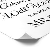 ヒマワリ結婚の井戸は黄色の白のサインを願う ポスター (角)