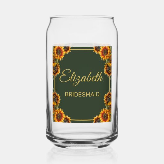 ヒマワリ結婚の森の緑の花嫁 ガラス缶 (裏面)