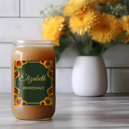 ヒマワリ結婚の森の緑の花嫁 ガラス缶