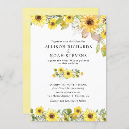 ヒマワリ結婚の水彩画 招待状