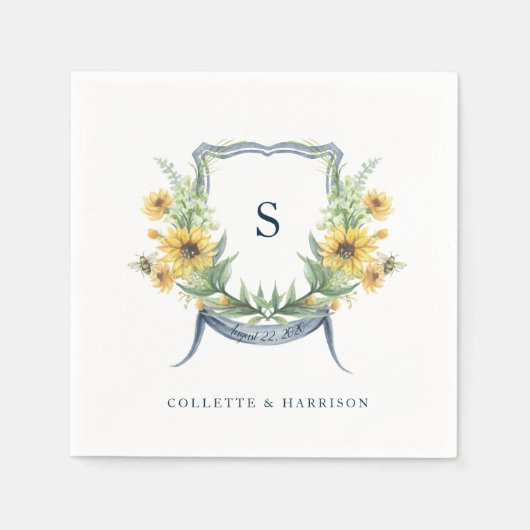 ヒマワリ結婚の紋章 | シャワー | カクテルナプキン スタンダードカクテルナプキン (正面)