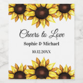 ヒマワリ結婚イエローホワイト応援エレガント ワインラベル (シングルラベル)