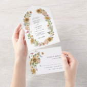 ヒマワリ結婚フローラ オールインワン招待状 (貼ってはがせる)