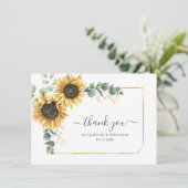 ヒマワリ結婚ユーカリの写真サンキューカード (スタンド正面)