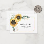 ヒマワリ結婚ユーカリフローラサンキューカード ノートカード (正面/裏面インサイチュ)