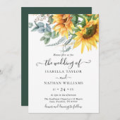 ヒマワリ結婚ユーカリ 招待状 (正面/裏面)