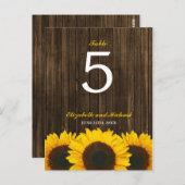 ヒマワリ結婚ーのテーブル番号 ポストカード (正面/裏面)
