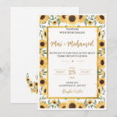 ヒマワリ結婚式招待状素朴- Summer Flora 招待状 (正面/裏面)