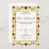 ヒマワリ結婚式招待状素朴- Summer Flora 招待状 (正面/裏面)