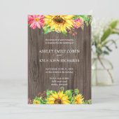 ヒマワリ結婚式招待状（木地付） 招待状 (スタンド正面)