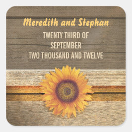 ヒマワリ結婚式用シール スクエアシール