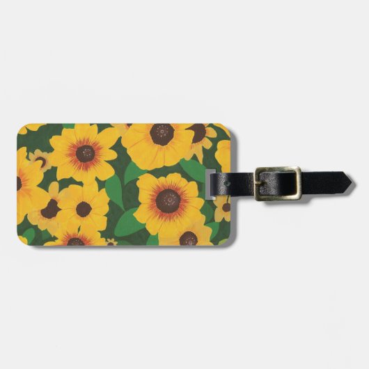 ヒマワリ絵を描コラージュの荷札 ラゲッジタグ (正面横)