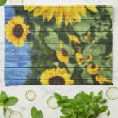 ヒマワリ絵を描スフェンス キッチンタオル (折り畳み)