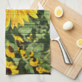 ヒマワリ絵を描スフェンス キッチンタオル (四つ折り)