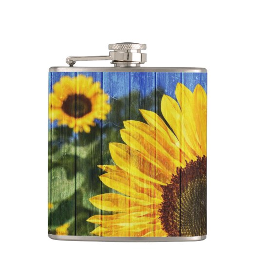 ヒマワリ絵を描スフェンス フラスク (正面)