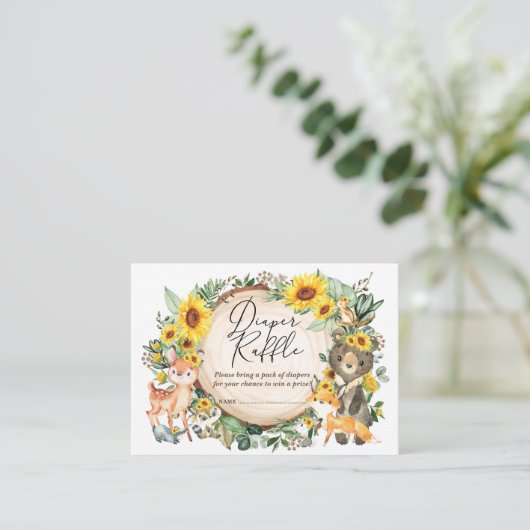 ヒマワリ緑の森林動物おむつラッフル エンクロージャーカード (スタンド正面)