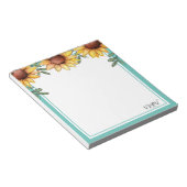 ヒマワリ縁どモノグラムの色 ノートパッド (アングル)