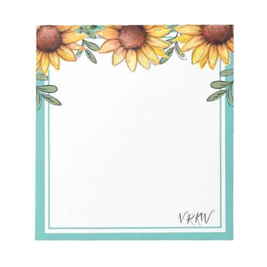 ヒマワリ縁どモノグラムの色 ノートパッド (正面)