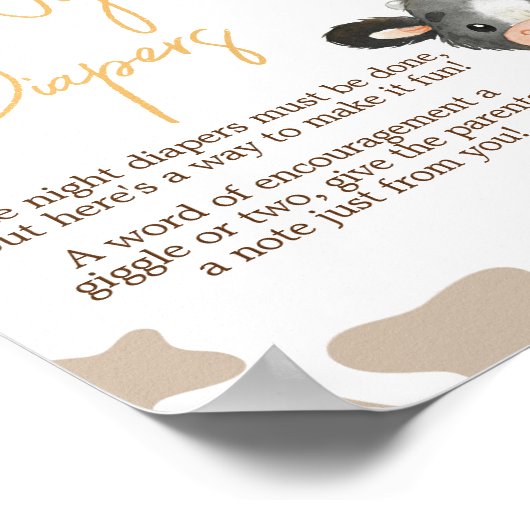 ヒマワリ聖い牛の赤ちゃんシャワー深夜おむつ ポスター (角)