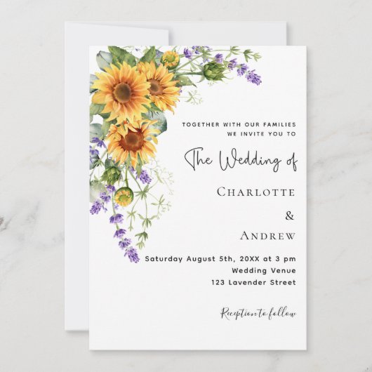 ヒマワリ花模様結婚ズ 招待状 (正面)