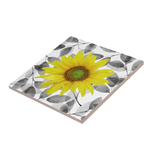 ヒマワリ葉と タイル (側面)