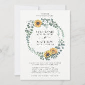 ヒマワリ葉ユーカリスモダン結婚ズ 招待状 (正面)