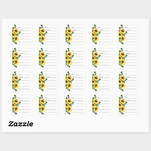 ヒマワリ薬草の植物利益ステッカー スクエアシール (シート)