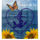 ヒマワリ蝶いかりシャワーカーテン シャワーカーテン (正面)