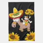 ヒマワリ蝶の馬キッチンタオル キッチンタオル (縦)