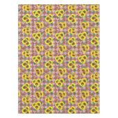 ヒマワリ蝶アカギンガム テーブルクロス (正面)