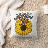 ヒマワリ蝶 クッション (ブランケット)