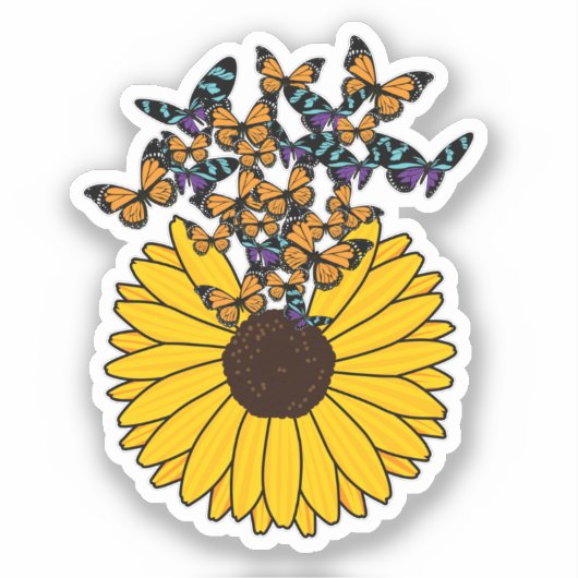 ヒマワリ蝶 シール (正面)