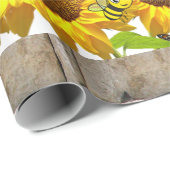 ヒマワリ蝶（昆虫）マルハナバチマットラッピング紙 ラッピングペーパー (ロールコーナー)